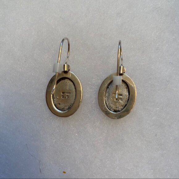 PRECIV EARRINGS STERLING SILVER 925 BLACK ONYX OVALS WIRES DROP - Picture 6 of 6